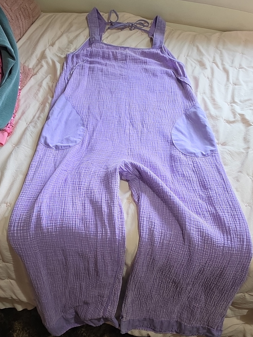 Zenana Outfitters Lavender Wide-Leg Cotton Gauze Jumpsuit